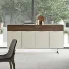 Madia in Legno Ecologico a 4 Ante con Cassetti e Top in Frassino - Tamara Viadurini