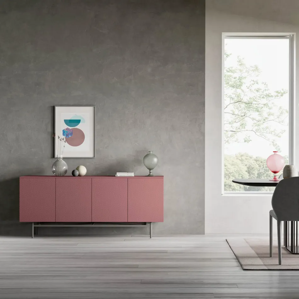 Madia in Legno Ecologico da Salotto o Ingresso 4 Ante Made in Italy - Nazife Viadurini