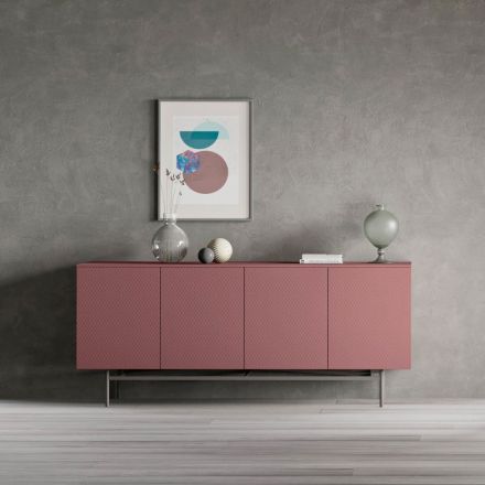 Madia in Legno Ecologico da Salotto o Ingresso 4 Ante Made in Italy - Nazife Viadurini