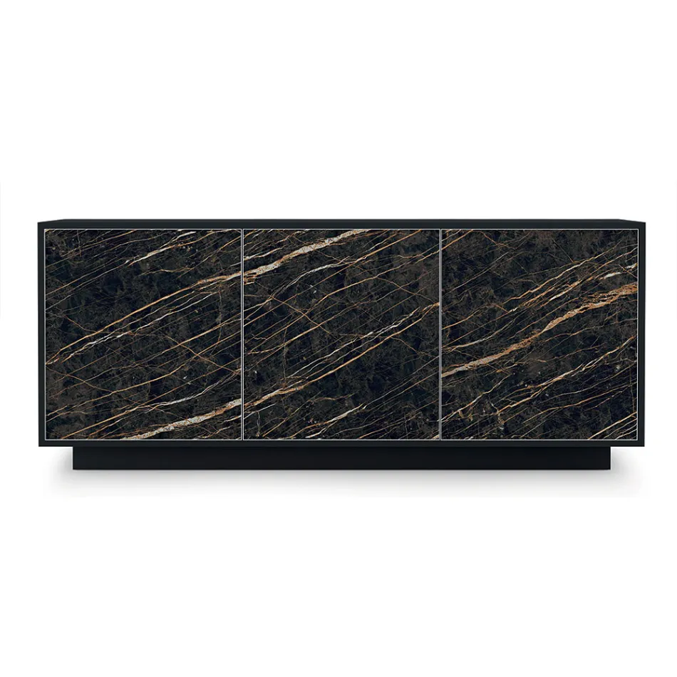 Madia in Legno Laccato con 2 o 3 Ante in Ceramica Made in Italy - Fiorenza Viadurini