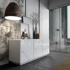 Madia in Legno Laccato con 2 o 3 Ante in Ceramica Made in Italy - Fiorenza Viadurini