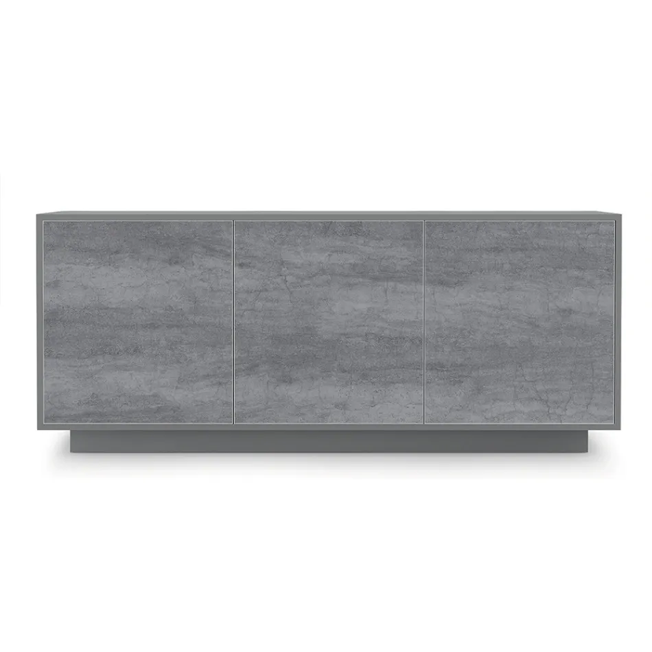 Madia in Legno Laccato con 2 o 3 Ante in Ceramica Made in Italy - Fiorenza Viadurini