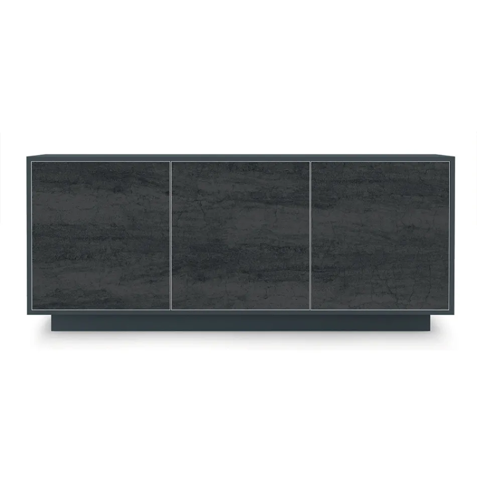 Madia in Legno Laccato con 2 o 3 Ante in Ceramica Made in Italy - Fiorenza Viadurini