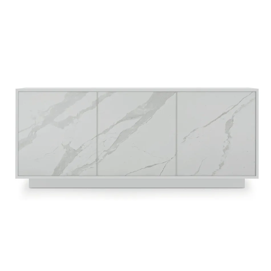 Madia in Legno Laccato con 2 o 3 Ante in Ceramica Made in Italy - Fiorenza Viadurini