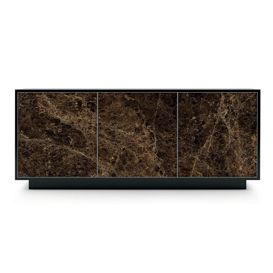 Madia in Legno Laccato con 2 o 3 Ante in Ceramica Made in Italy - Fiorenza Viadurini