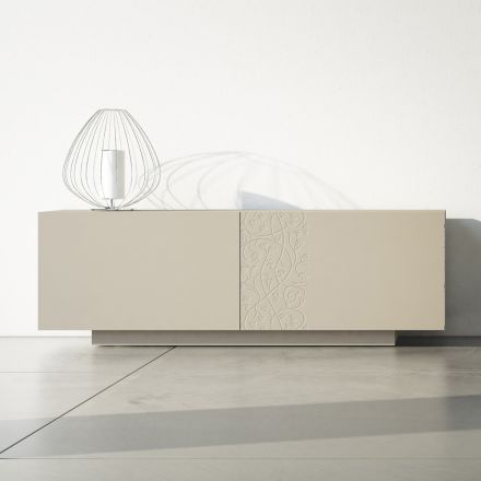 Madia in Mdf con Base a Zoccolo e Anta Decorata Made in Italy - Deodara Viadurini