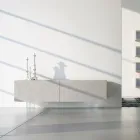 Madia in Mdf Grigio Chiaro con Piedini in Vetro Made in Italy - Germena Viadurini