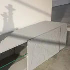 Madia in Mdf Grigio Chiaro con Piedini in Vetro Made in Italy - Germena Viadurini