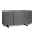 Madia in MDF, Top in Ceramica Effetto Marmo Grigio con 3 Ante Push-pull - Click Viadurini