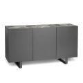 Madia in MDF, Top in Ceramica Effetto Marmo Grigio con 3 Ante Push-pull - Click