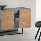 Madia in Nobilitato con 3 Ante in Rovere e Specchio Made in Italy - Romina Viadurini