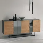 Madia in Nobilitato con 3 Ante in Rovere e Specchio Made in Italy - Romina Viadurini