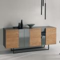 Madia in Nobilitato con 3 Ante in Rovere e Specchio Made in Italy - Romina
