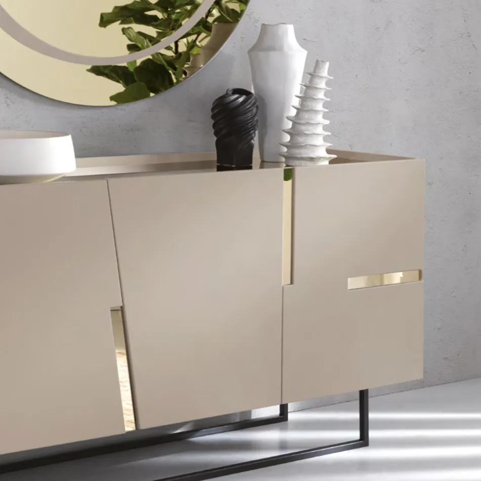 Madia in Nobilitato e Mdf con Inserti in Laminato Made in Italy - Gordita Viadurini
