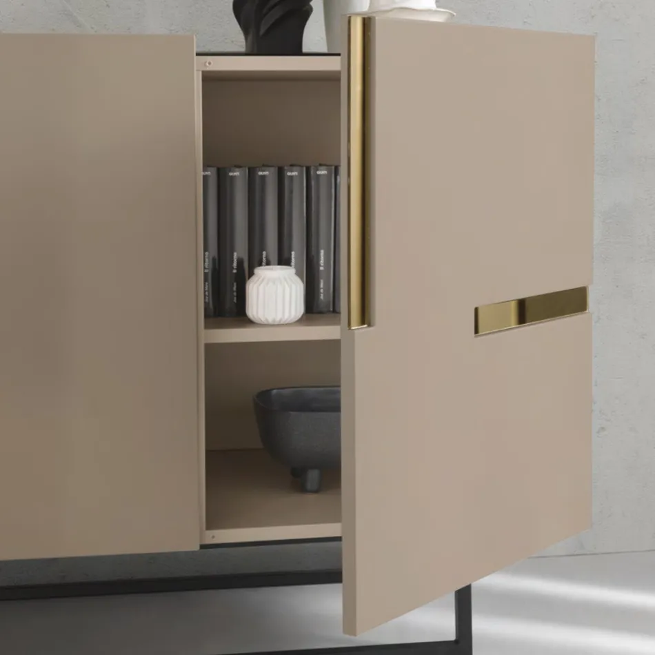 Madia in Nobilitato e Mdf con Inserti in Laminato Made in Italy - Gordita Viadurini