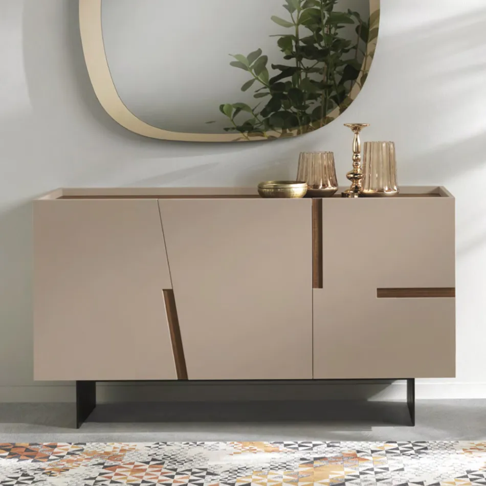 Madia in Nobilitato e Mdf con Inserti in Laminato Made in Italy - Gordita Viadurini