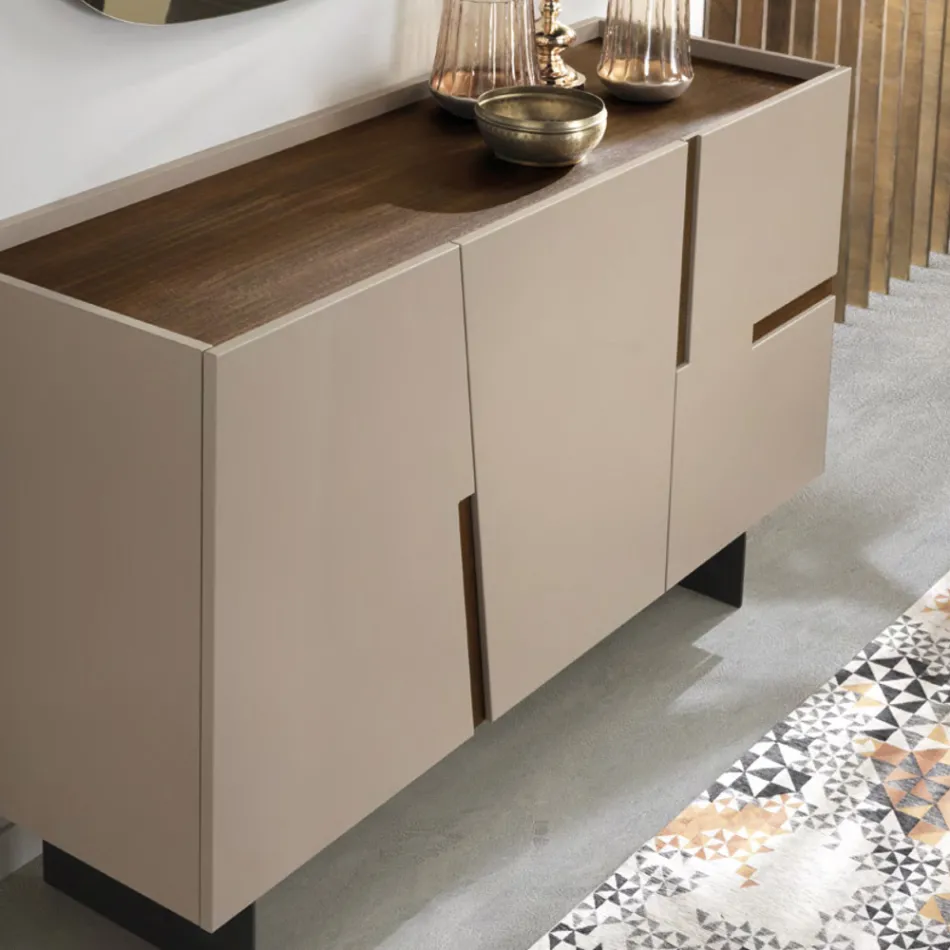 Madia in Nobilitato e Mdf con Inserti in Laminato Made in Italy - Gordita Viadurini