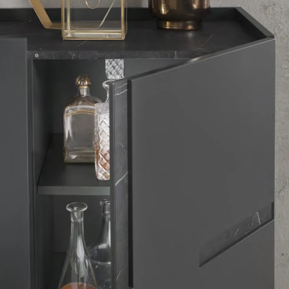 Madia in Nobilitato e Mdf con Inserti in Laminato Made in Italy - Gordita Viadurini