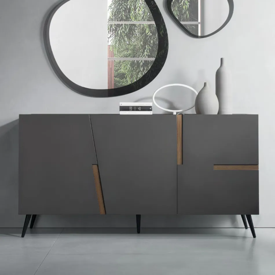 Madia in Nobilitato e Mdf con Inserti in Laminato Made in Italy - Gordita Viadurini
