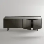 Madia Moderna con Ante Battenti in Vetro Retrolaccato Made in Italy - Lutea Viadurini