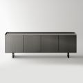 Madia Moderna con Ante Battenti in Vetro Retrolaccato Made in Italy - Lutea