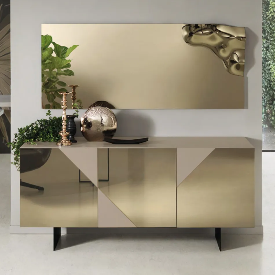 Madia Moderna con Ante in Mdf Rivestite in Specchio Made in Italy - Morgana Viadurini