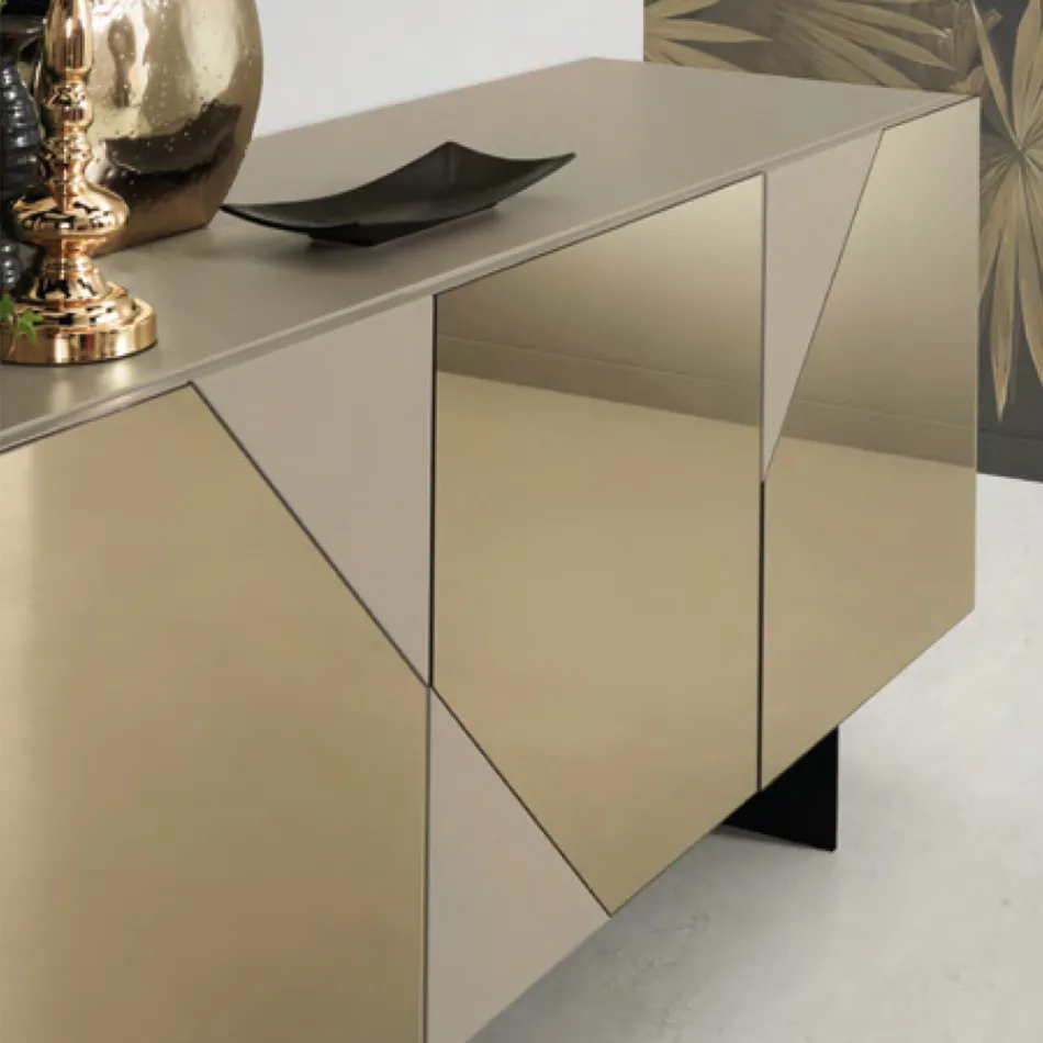 Madia Moderna con Ante in Mdf Rivestite in Specchio Made in Italy - Morgana Viadurini