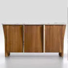Madia Moderna in Legno con Piano e Anta in Gres Marmo Made in Italy - Wonka Viadurini