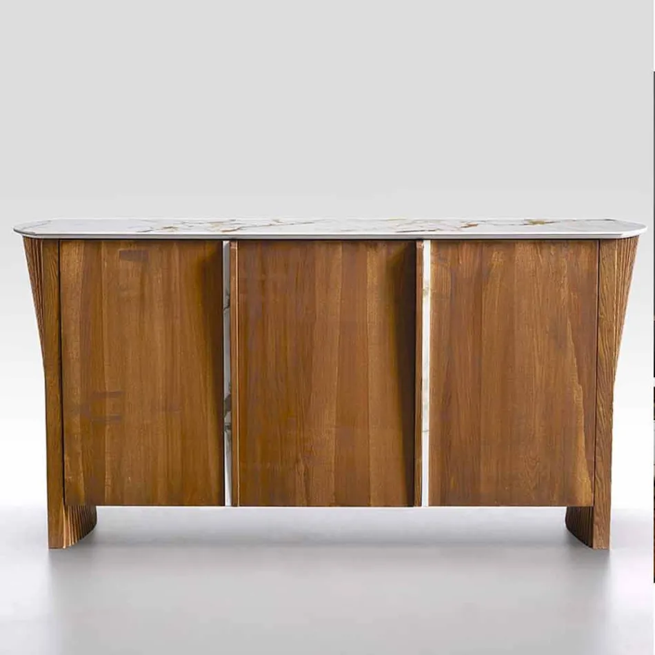 Madia Moderna in Legno con Piano e Anta in Gres Marmo Made in Italy - Wonka Viadurini