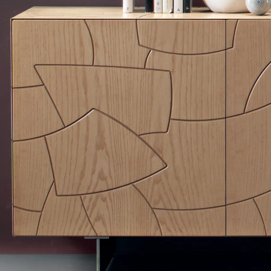 Madia Moderna in Legno di Frassino Impiallacciato Made in Italy - Galassia Viadurini
