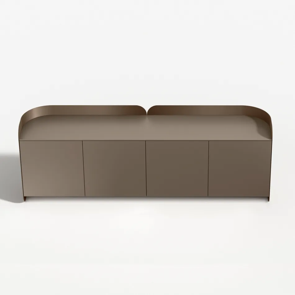 Madia Moderna in Legno e Metallo Curvato di Design Made in Italy - Rugiada Viadurini