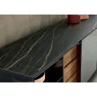 Madia Moderna su Ruote in Vetro Fumè e Top in Ceramica Made in Italy – Sciocca Viadurini