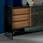 Madia Soggiorno 2 Ante Ceramica e Struttura Vetro Fumè Made in Italy – Sciocca Viadurini
