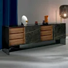 Madia Soggiorno 2 Ante Ceramica e Struttura Vetro Fumè Made in Italy – Sciocca Viadurini