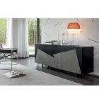 Madia Soggiorno in Mdf Laccato 3 Ante con Inserti in Ceramica - Imperio Viadurini