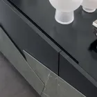 Madia Soggiorno in Mdf Laccato 3 Ante con Inserti in Ceramica - Imperio Viadurini