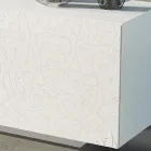 Madia Soggiorno in Mdf Laccato Bianco con Bassorilievo Made in Italy - Acqua Viadurini