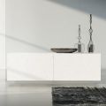 Madia Soggiorno in Mdf Laccato Bianco con Bassorilievo Made in Italy - Acqua