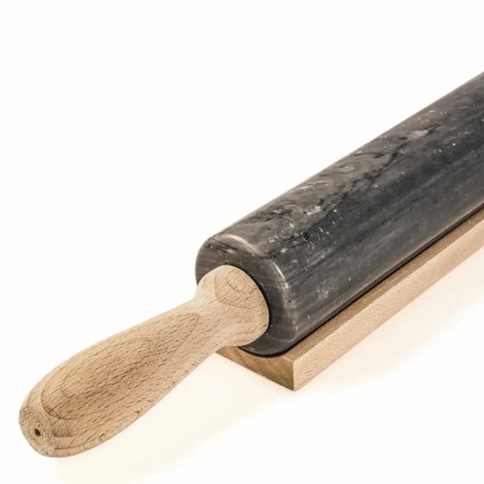 Mattarello in Marmo con Maniglie in Legno Made in Italy - Senni Viadurini