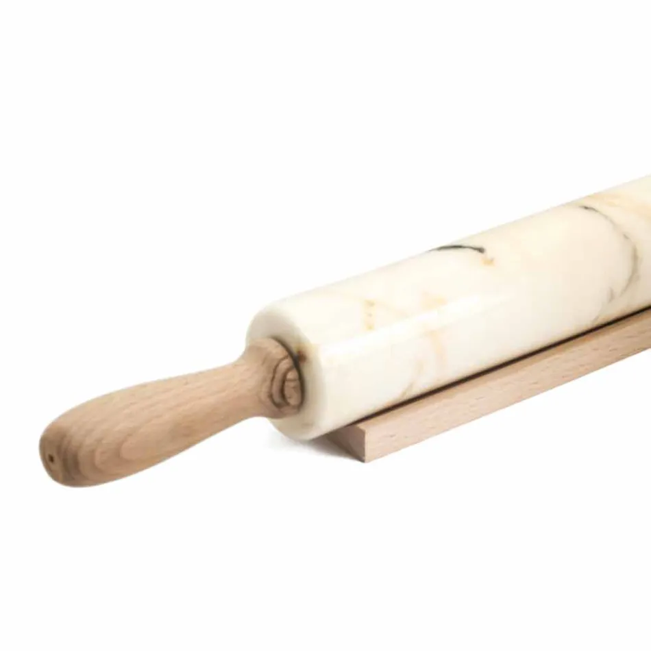 Mattarello in Marmo con Maniglie in Legno Made in Italy - Senni Viadurini