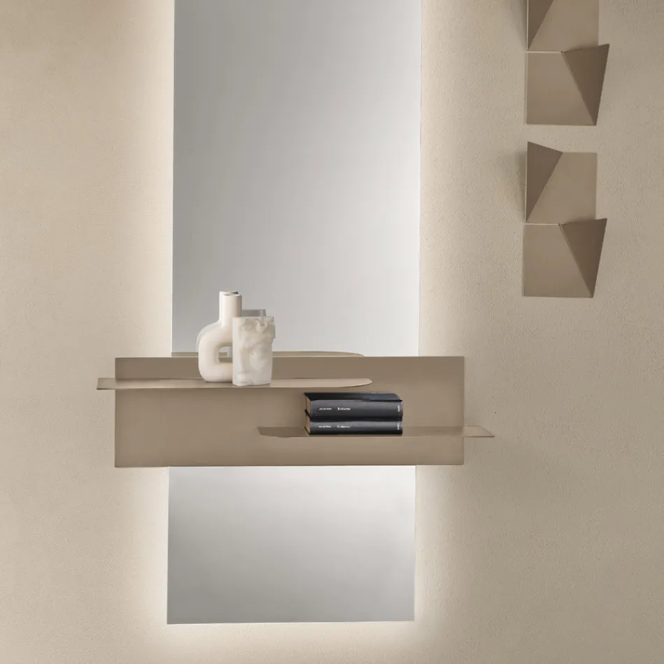 Mensola in Metallo dal Design Moderno Con Due Ripiani Orizzontali - Miro Viadurini