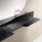 Mensola in Metallo dal Design Moderno Con Due Ripiani Orizzontali - Miro Viadurini