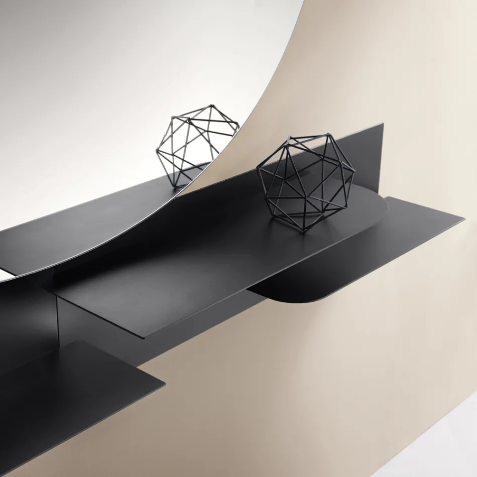 Mensola in Metallo dal Design Moderno Con Due Ripiani Orizzontali - Miro Viadurini