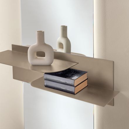 Mensola in Metallo dal Design Moderno Con Due Ripiani Orizzontali - Miro Viadurini
