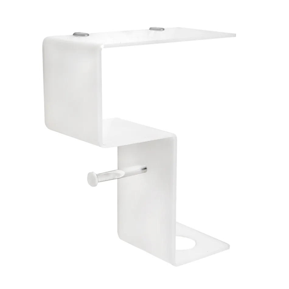 Mensola per il Bagno con Porta Rotolo e Porta Scopino Made in Italy - Paperone Viadurini