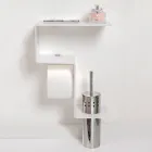 Mensola per il Bagno con Porta Rotolo e Porta Scopino Made in Italy - Paperone Viadurini