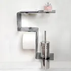 Mensola per il Bagno con Porta Rotolo e Porta Scopino Made in Italy - Paperone Viadurini