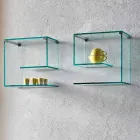 Mensole a Muro in Vetro Trasparente Design Versatile Elegante 2 Pezzi - Rullo Viadurini