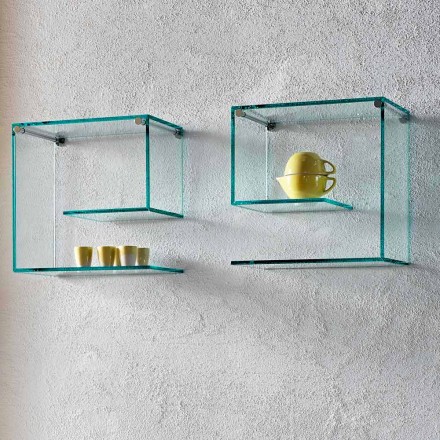 Mensole a Muro in Vetro Trasparente Design Versatile Elegante 2 Pezzi - Rullo Viadurini
