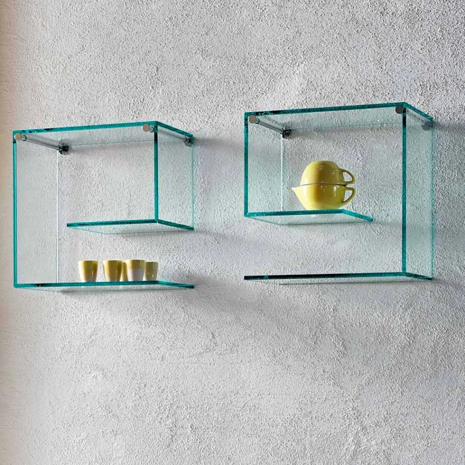 Mensole a Muro in Vetro Trasparente Design Versatile Elegante 2 Pezzi - Rullo Viadurini